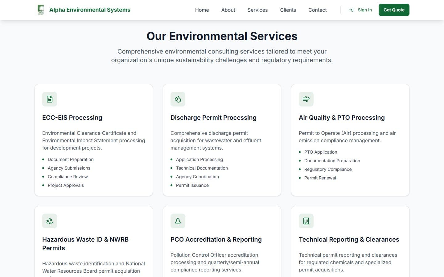 Alpha Environmental Systems: Services